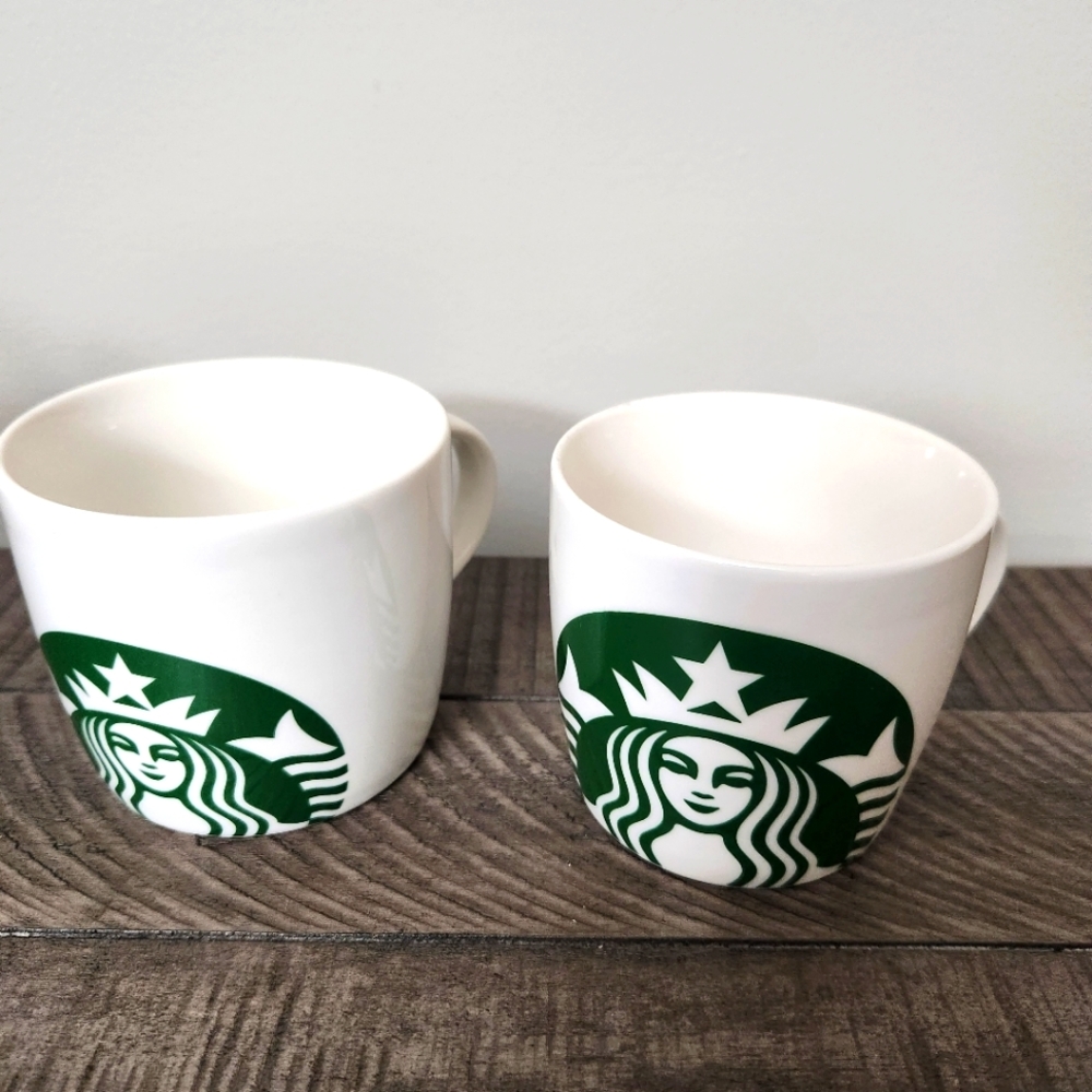 Bundle Lot of STARBUCKS COFFEE 16 & 14 oz Lrg Green Mermaid Logo White Mugs Cups